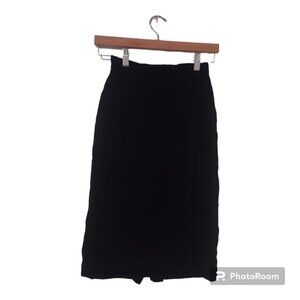 Vintage Anne Klein Black Velvet Pencil Skirt Size 4